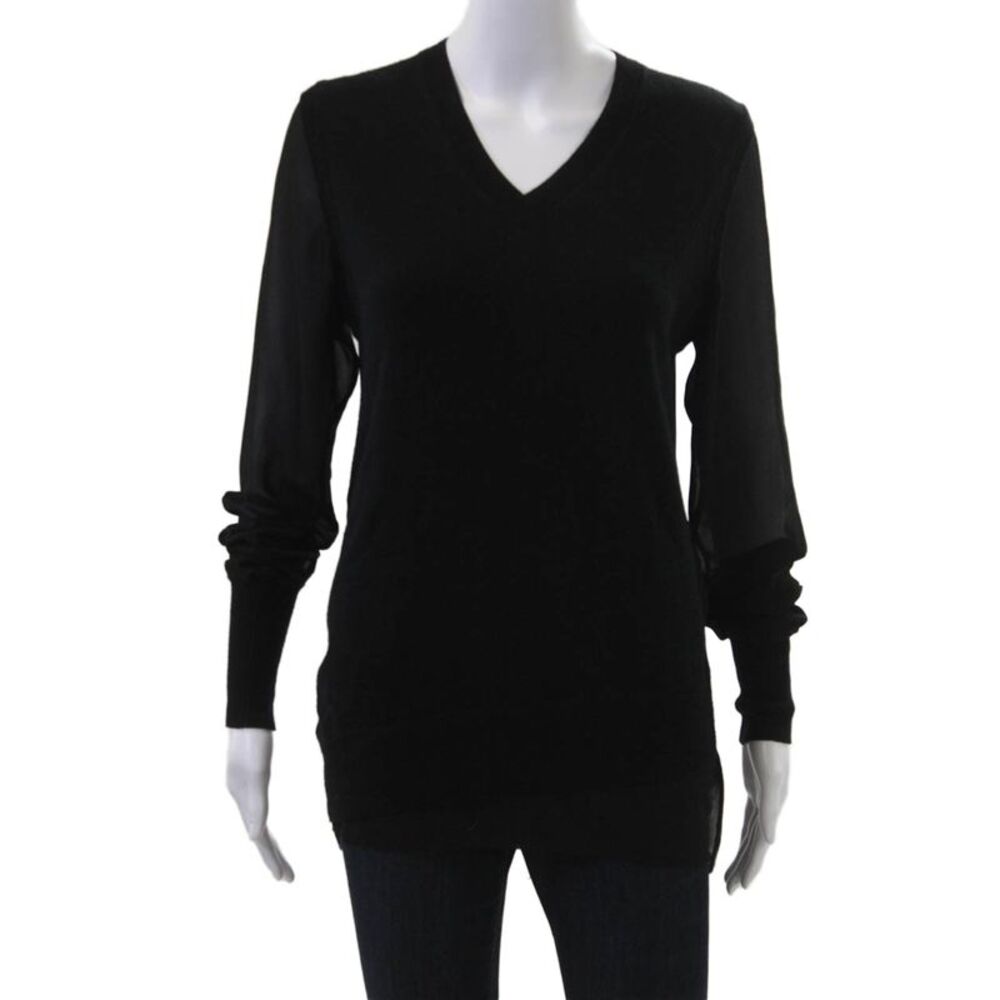 3.1 Phillip Lim Womens Black V-Neck Pullover Sweater Size S - Picture 1 of 6
